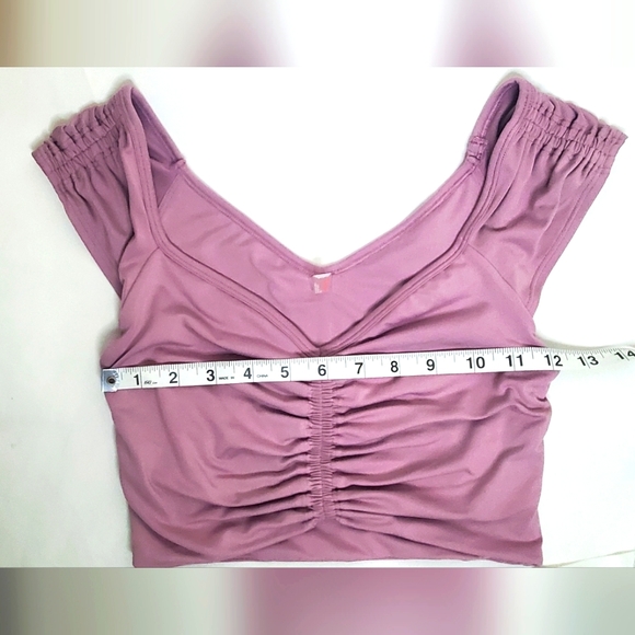 Free People Size XS - FP Movement "Breathe Deeper Crop Tank/Top InPink Ruched - Picture 7 of 11